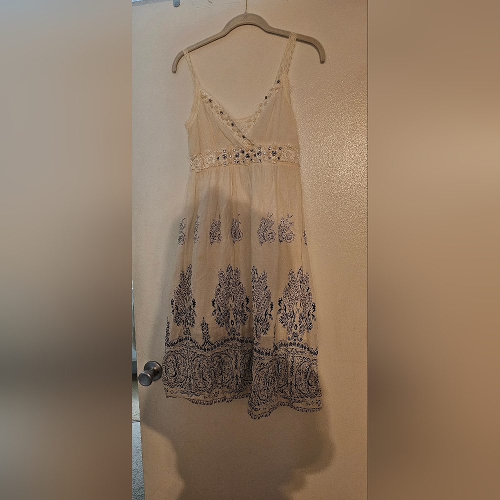 White dress with pearl and sparkle beads